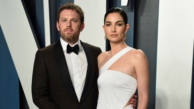Caleb Followill, left, and Lily Aldridge arrive at the Vanity Fair Oscar Party in February 2020. Pic: AP